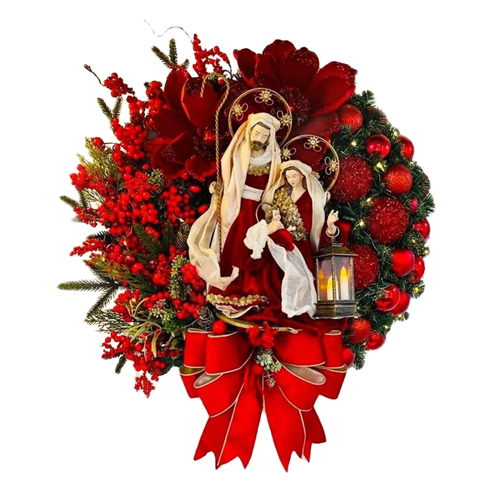 

Christmas Wreath Scene Christmas Wreath For The Front Door Artificial Christmas Wreath Vintage Red Christmas Wreath for Wreath