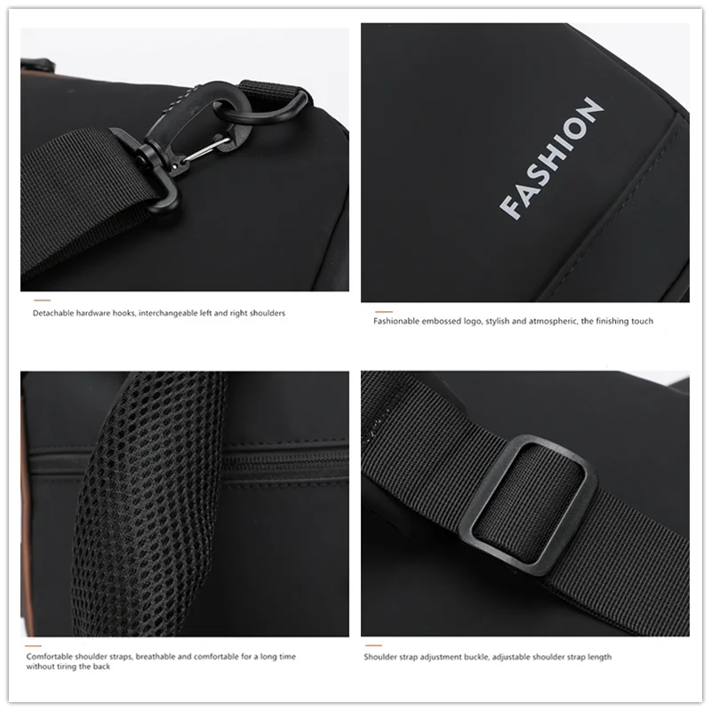 JEEP BULUO Chest Sling Safety Lock Male Anti-theft Fashion Travel Pack Brand High Quality Men USB Crossbody Shoulder Bags