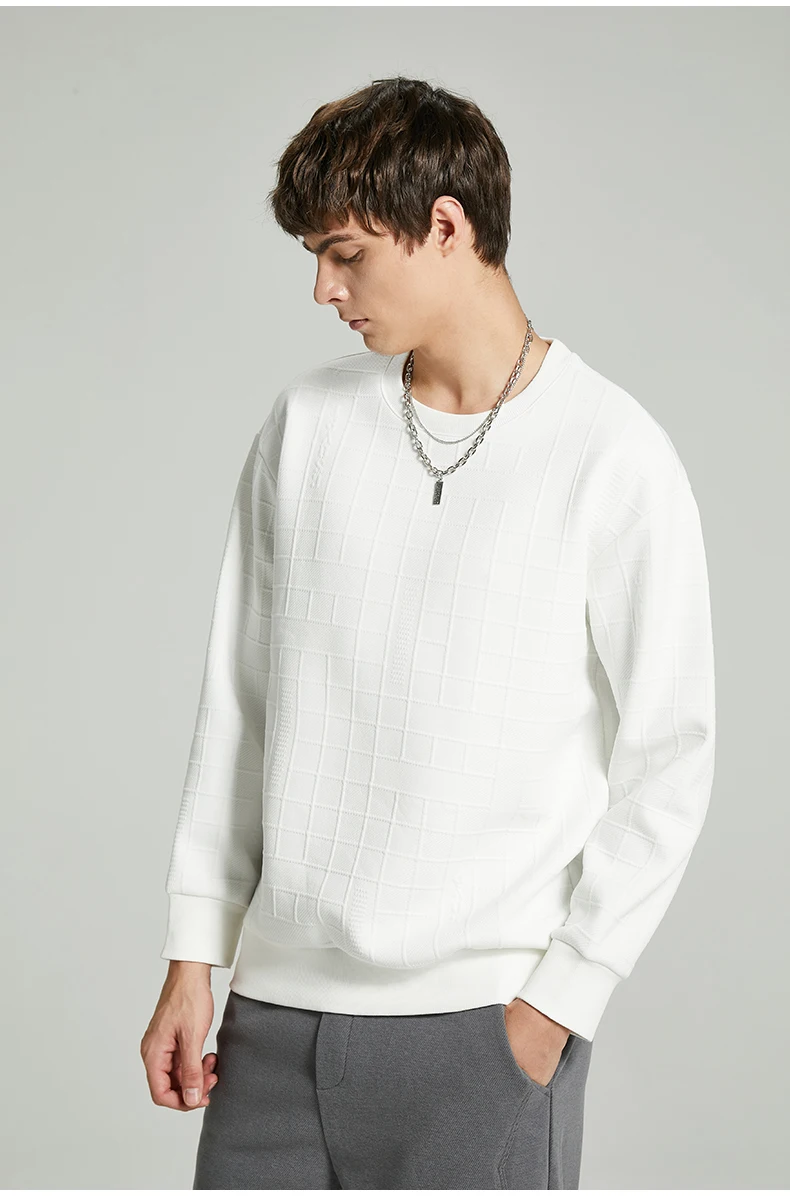 

Y2140 New Solid Color Sweater Fashion Casual Pullover Jacquard Sweatshirt