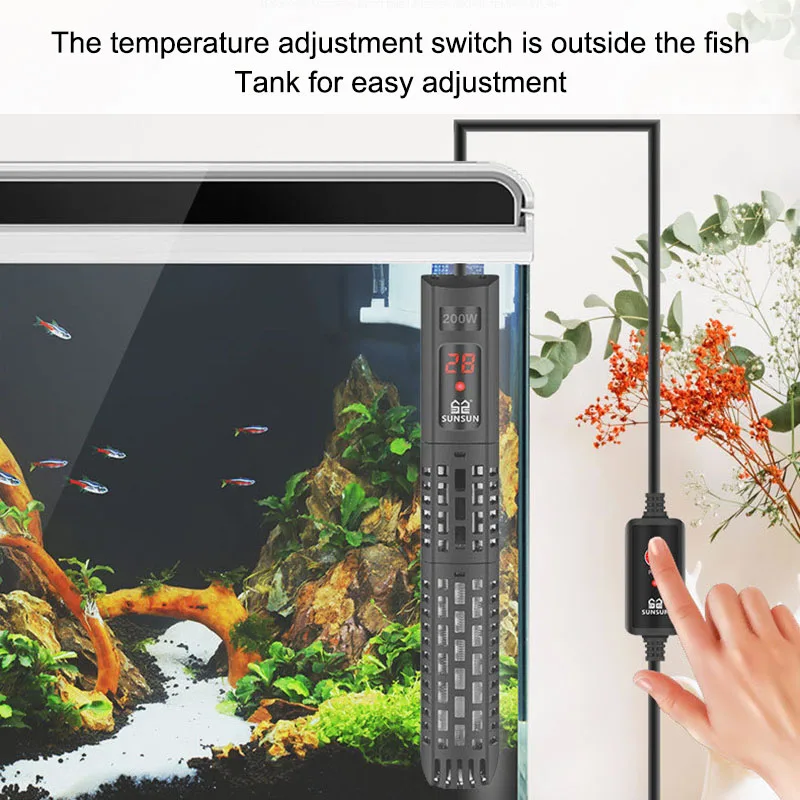 SUNSUN-calentador sumergible para acuario, barra de calentamiento de agua ajustable Digital con pantalla LCD, Control de temperatura constante, 500W