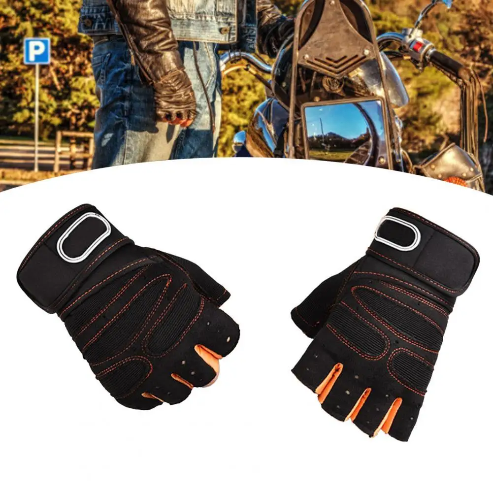 

Anti-vibration Comfortable Thin Half Finger Gloves with Wristband for Motorbikes