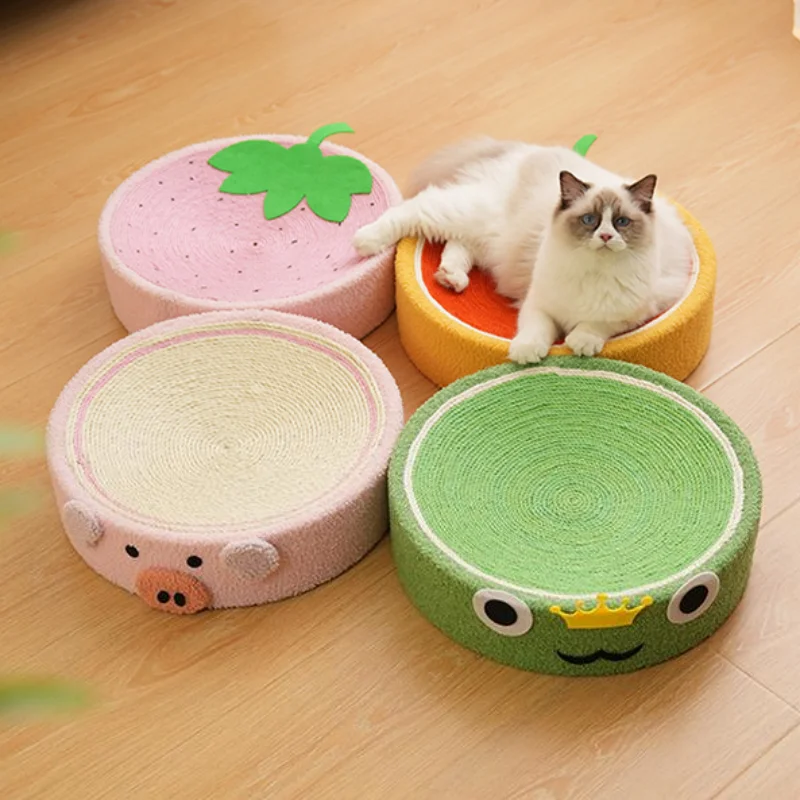 

Cute Sisal 2 Indoor Weave Pig Cat Scratcher Grinding Training Toys Protection Furniture Scratching Claws Cats Cat Round Pad In1