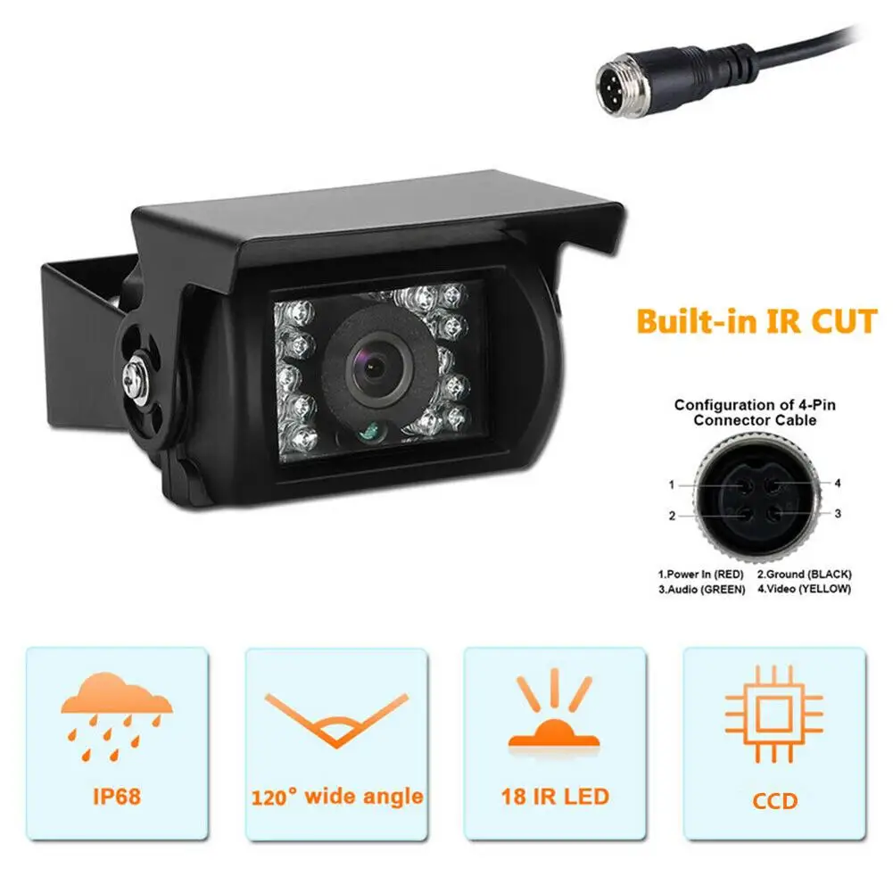 

Metal Infrared 4pin Rear View Backup Camera 24v Hd Night Vision Reversing Camera Compatible For Trucks Buses Bus