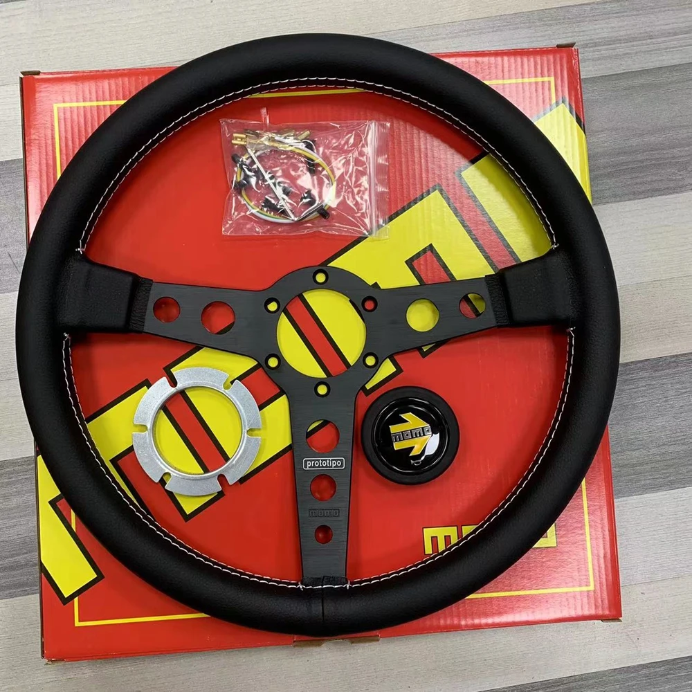 Рулевое колесо из натуральной кожи для гоночного автомобиля 14 дюймов модель MOMO