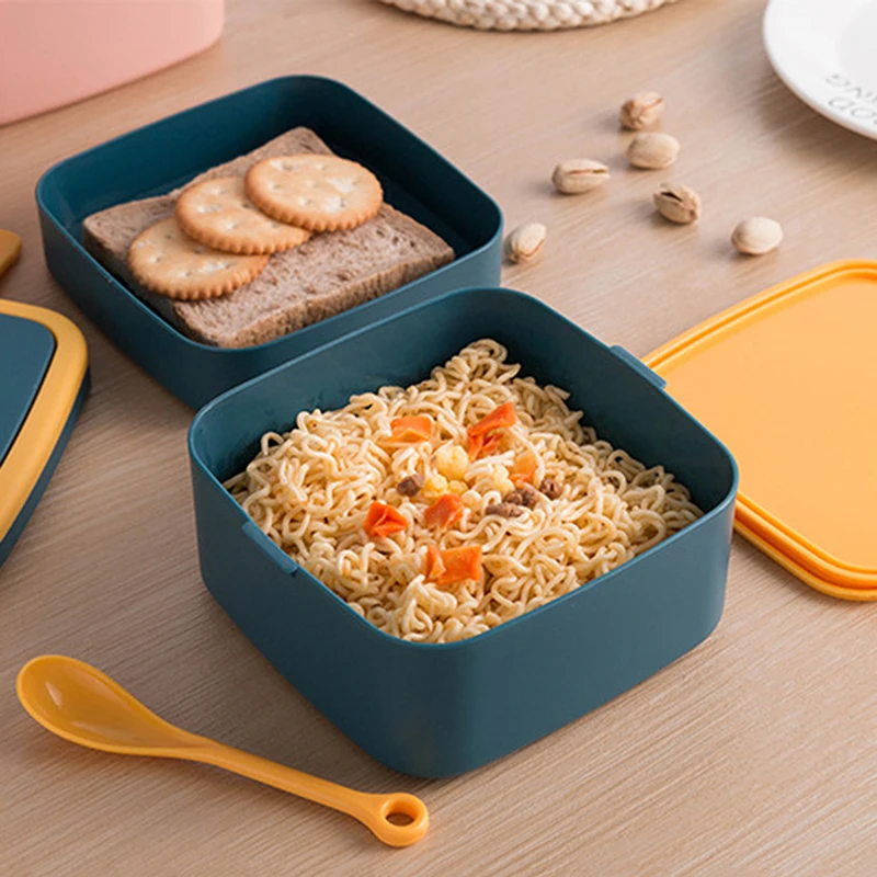 1000 мл портативный 2strati pranzo sano contenitore per alimenti forno a microonde Bento scatole con posate Ланчбокс