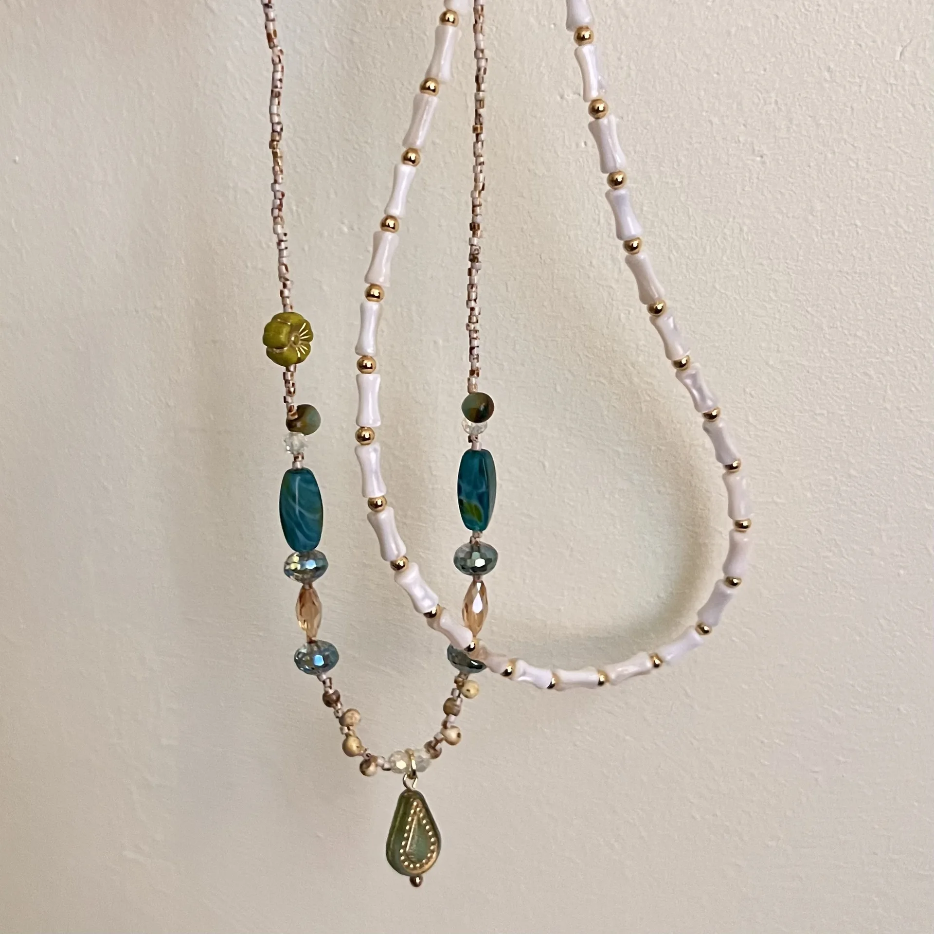 

Vintage Czech Bead Antique Small Necklace High Sense Collar Chain women
