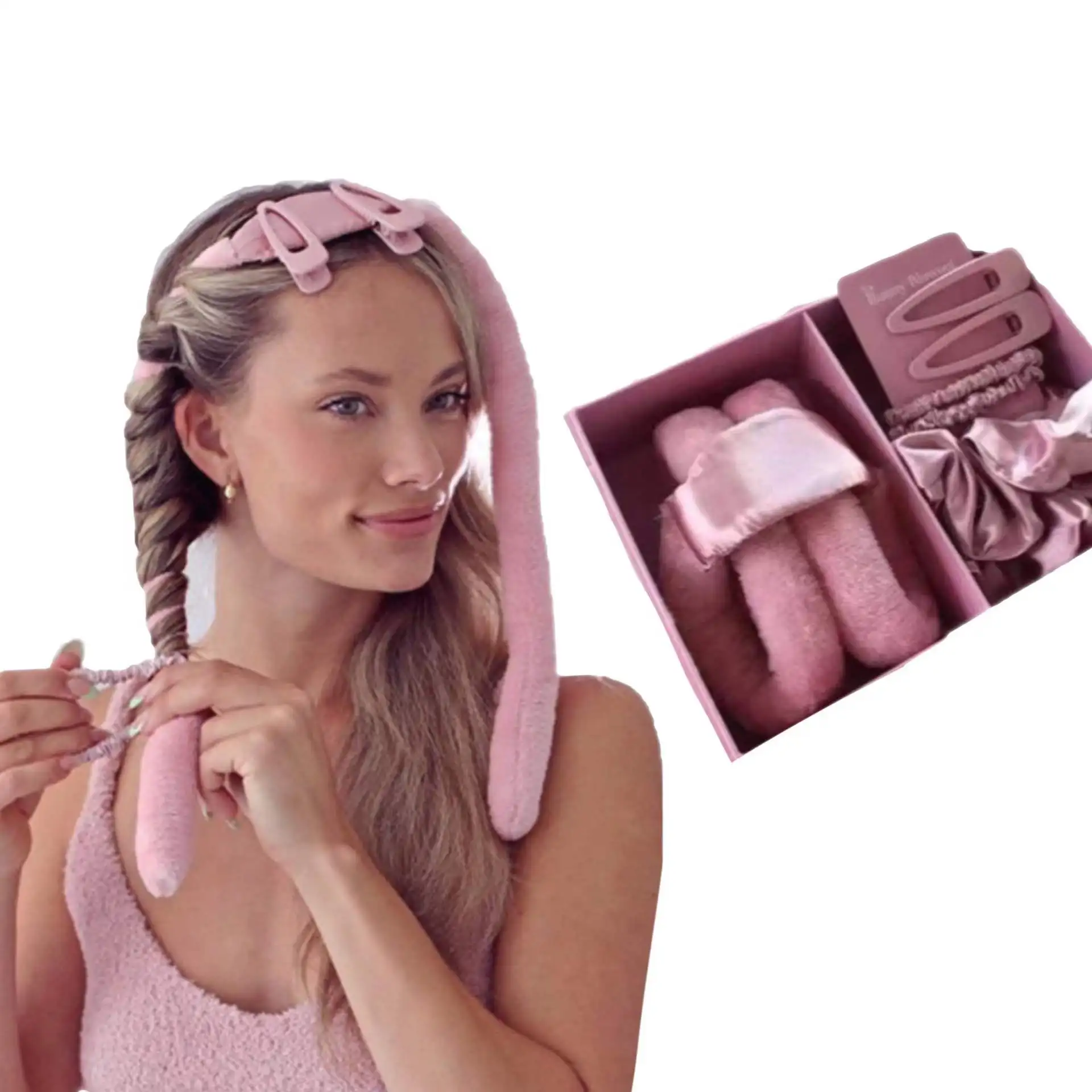 

hair styling tools 2022 popular EVA big wave curling iron no heat microfiber rabbit velvet heatless lazy roller hair accessories