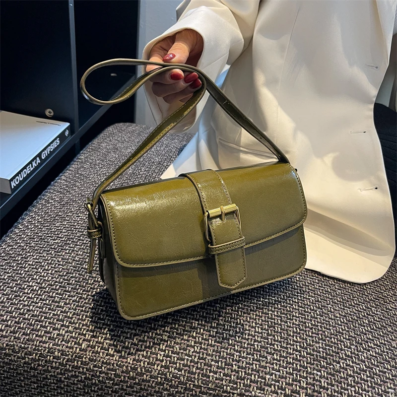 

2023 New Luxury Design Fashion Retro Women's Side Bag High-Grade Texture Underarm Bag Solid Color Niche All Square Crossbody Bag