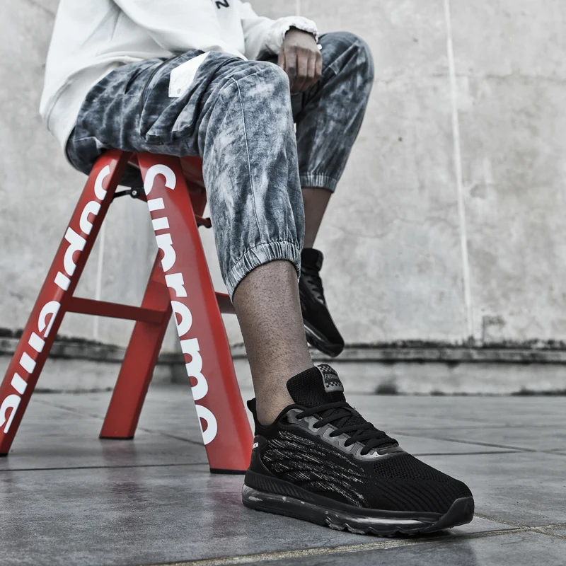 

Мужские кроссовки с воздушной подушкой, удобные кроссовки для бега, трикотажные кроссовки с подошвой, спортивная обувь