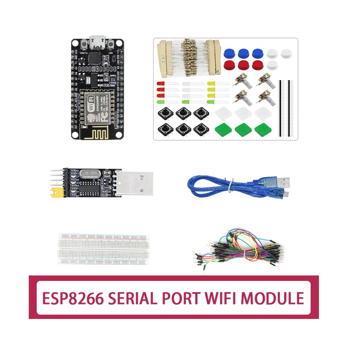 

ESP8266 CP2102 Nodecu Lua V3 ESP-12E плата разработки + элемент посылка + модуль последовательного порта USB + 65 перемычек + доска для хлеба