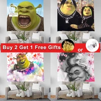 funny and cute shrek tapestry wall hanging fashionable hippie tapestries home decor kawaii room 2022 new year decoration