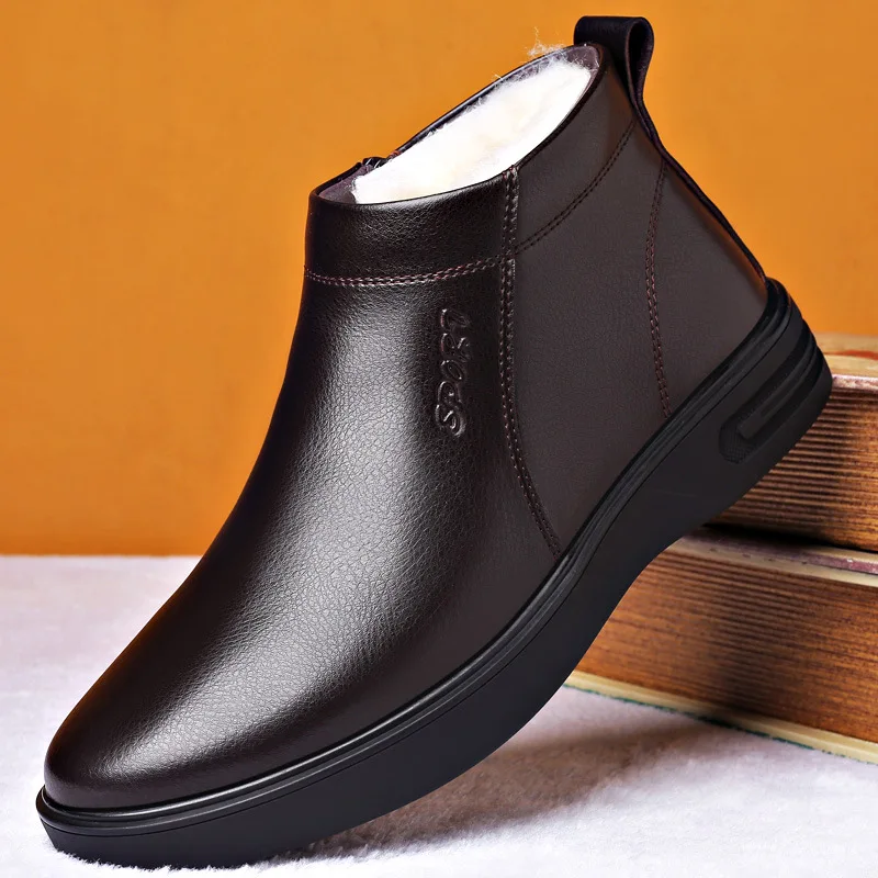 Ботинки мужские из натуральной кожи с мехом
