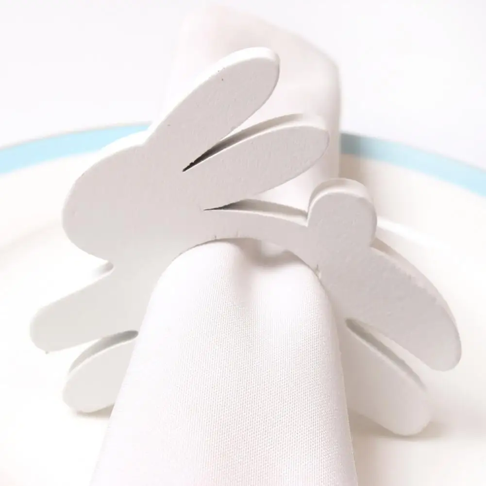 

6Pcs Napkin Rings Adorable Cartoon Rabbit Shape Wood Napkin Buckles Household Table Decoration for Home Easter Party Supplies