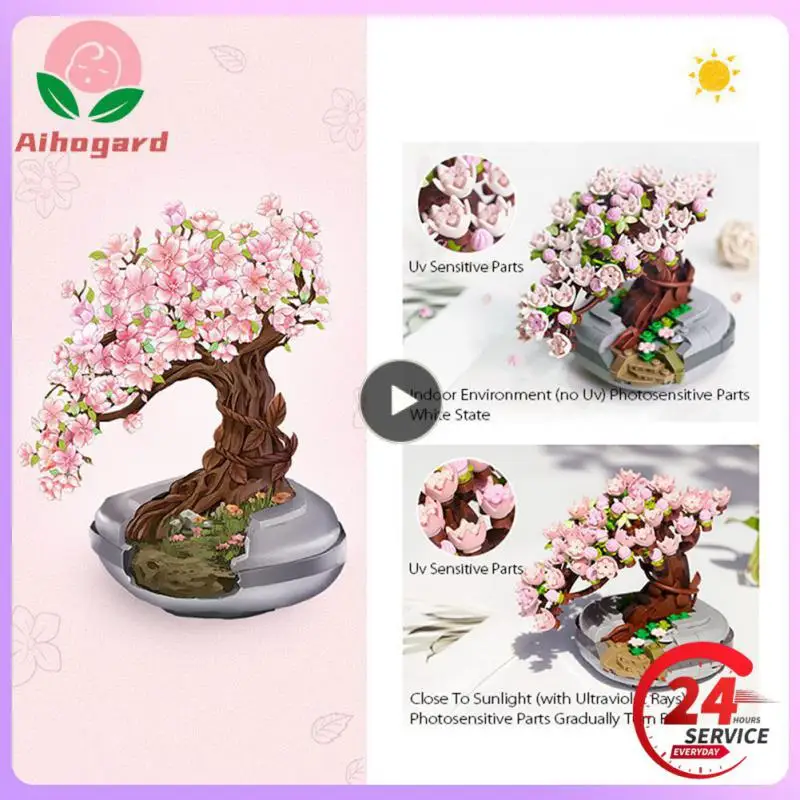 

Assembled Bricks 1 Set Ultraviolet Color-changing Plant Model Succulent Potted Children Toys Bouquet Building Blocks Diy Abs