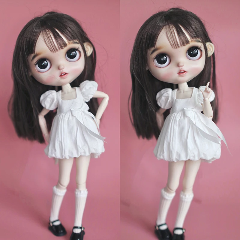 Cute Flower Bud Dress Cloud Bubble Skirt For Blythe Ob24 Licca Pullip 1/6 Dolls Accessories