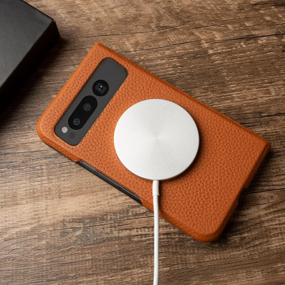 

Чехол-накладка для телефона из натуральной кожи с магнитным кольцом