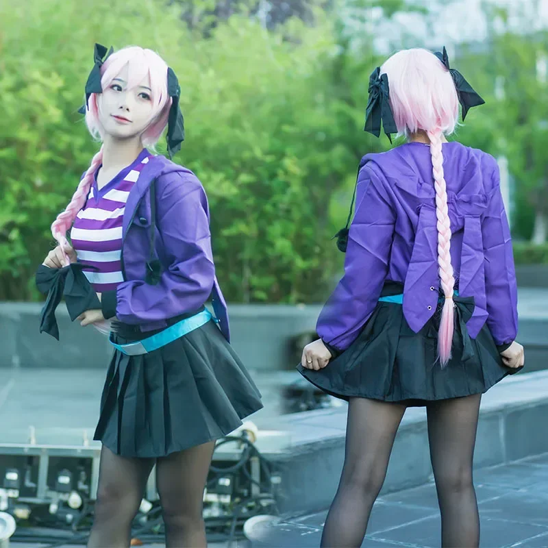 Костюм для косплея аниме Fate/Apocrypha Astolfo с фиолетовыми кроличьими ушками куртка и