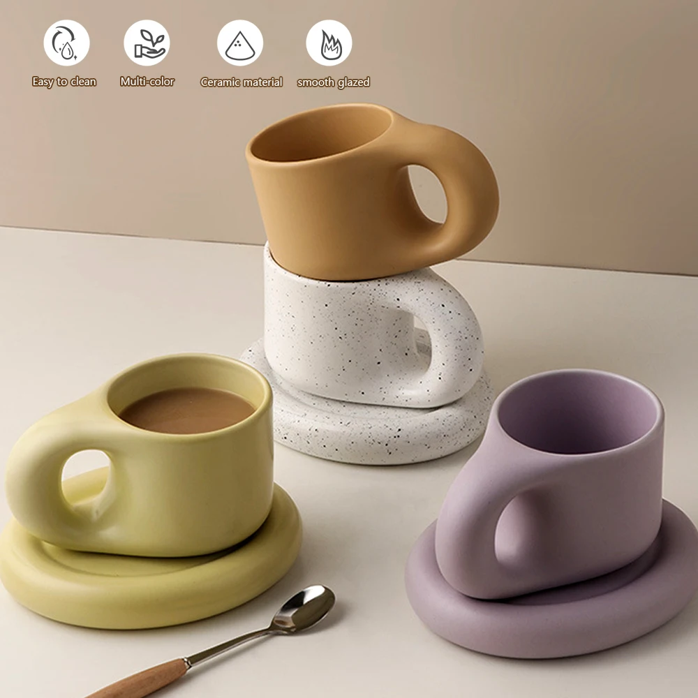 

Ceramic Coffee Cups Espresso Mugs Mug Set Office Couple Coffee Cup Water Cup Set Creative Gifts Ins Style Cups Large Saucer Set
