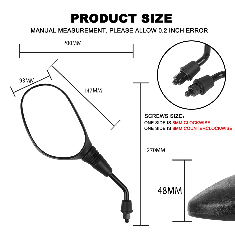 Боковое зеркало заднего вида для мотоцикла M10/M8 электромобиля скутера