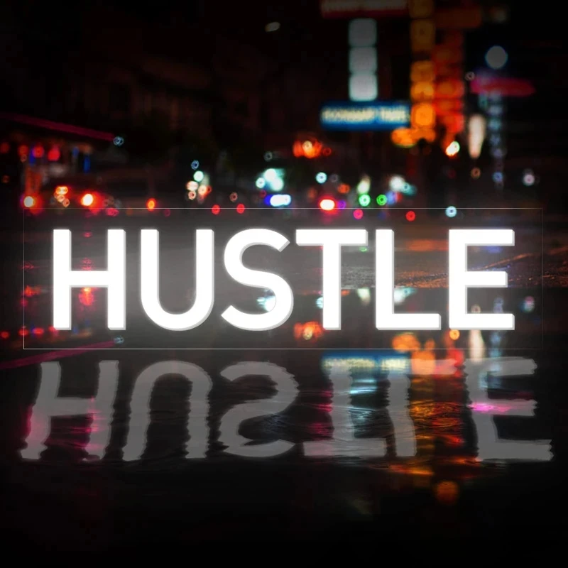 

HUSTLE LED Neon Sign Light Wall Art Decorative Show Hanging Signs for Bedroom Room Party Home Bar Decor Night Light USB Powered