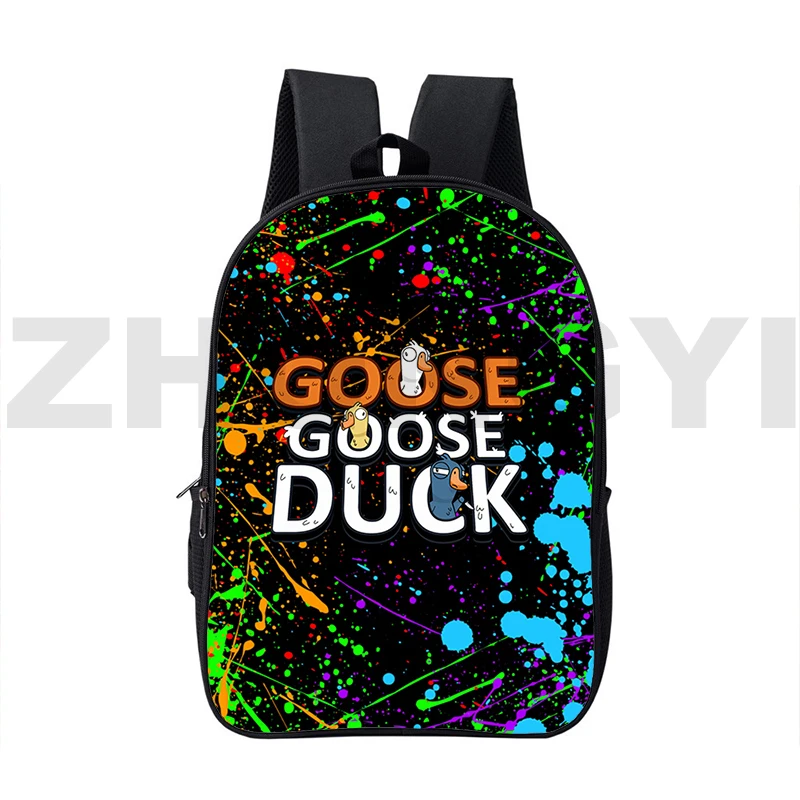 

Hot 3D Game Goose Goose Duck Backpacks Cute Anime College Female Travel Knapsack 16 Inch Double-layer Big School Bags for Girls