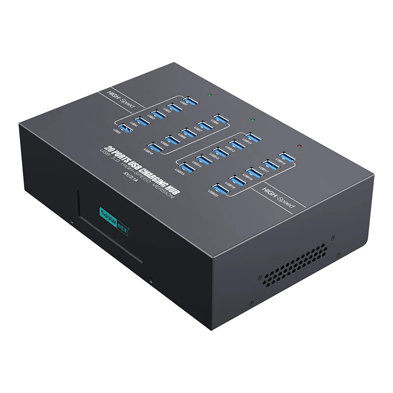 Sipolar a223 20 Port Usb 3.0 Hubs industrial 200W powered Usb charger Hub With External Power Supply for refurbished smart phone