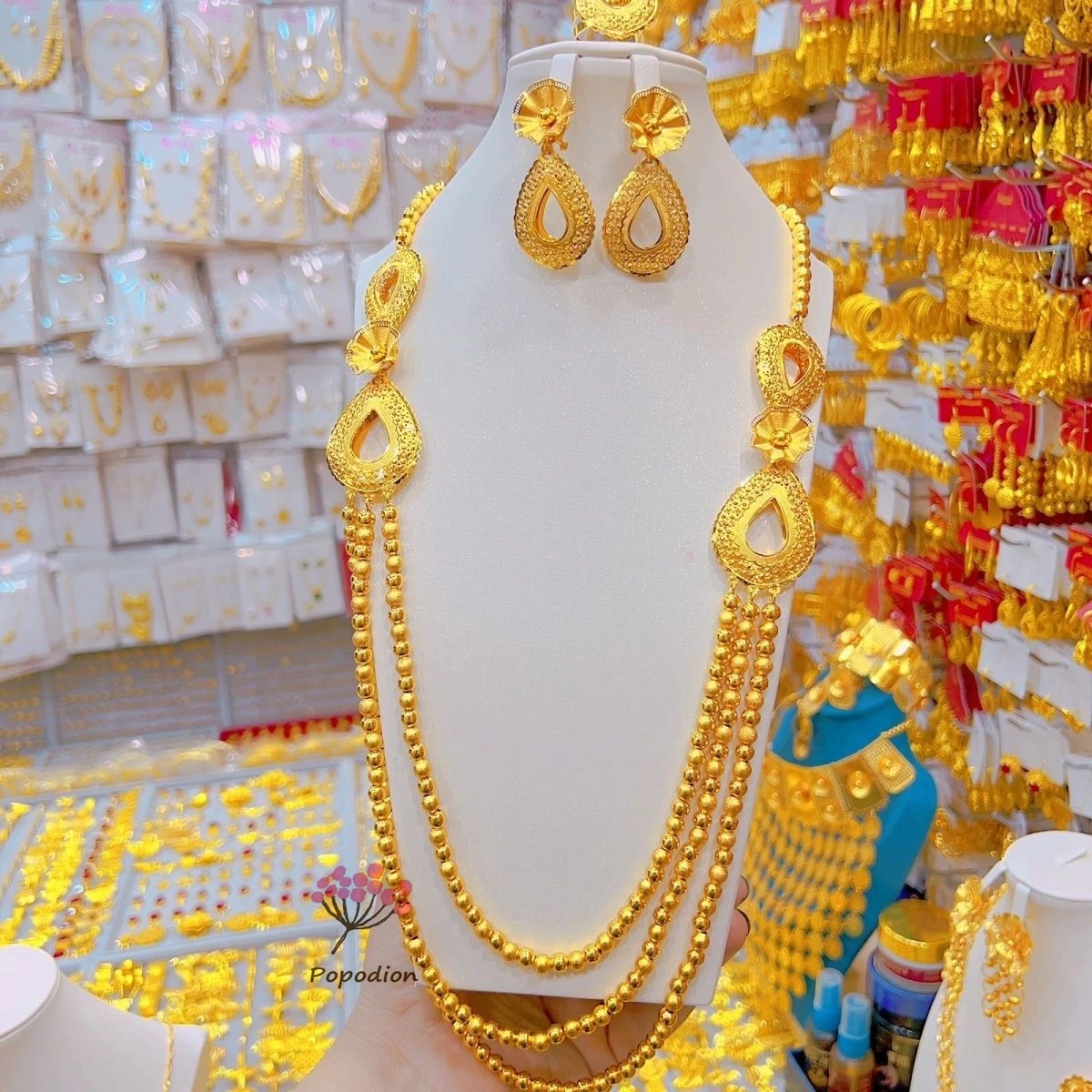 Новые позолоченные серьги-колье в Дубае для женщин комплект ювелирных изделий