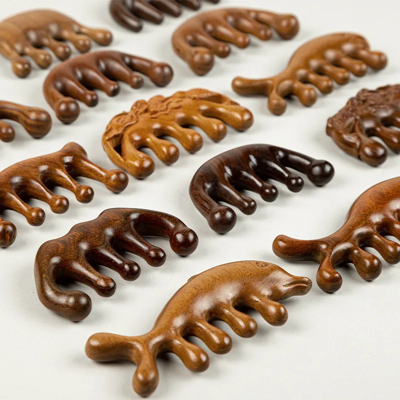 

Wood Therapy Massage Comb Head Face Scalp Gua Sha Comb Tool Natural Facial Sandalwood Wide Tooth Guasha Scraping Body Massage