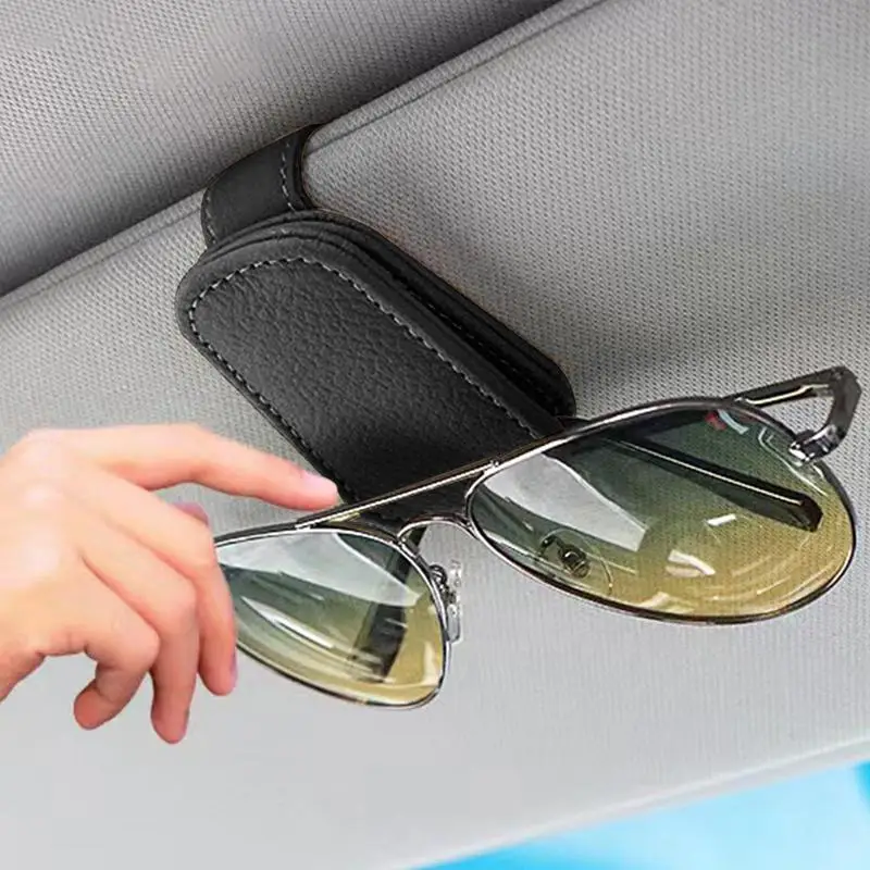 

Multifunctional Leather Car Glasses Case Sun Visor Storage Glasses Clip Car Sunglasses Clip Frame Car Supplies Auto Accessories