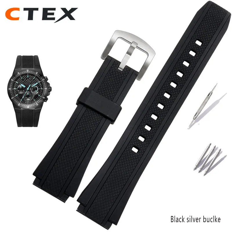 25*20mm Black Silicone Rubber Sports Watch Strap For Casio Edifice EF-552 Watchbands EF-552D-1A Men's Bracelet Stainless Buckle