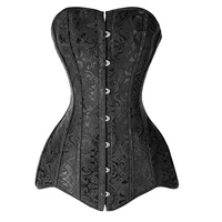 long torso overbust corset floral lace up boned body shapewear shaper wasipe bustier top womens plus size bodysuits