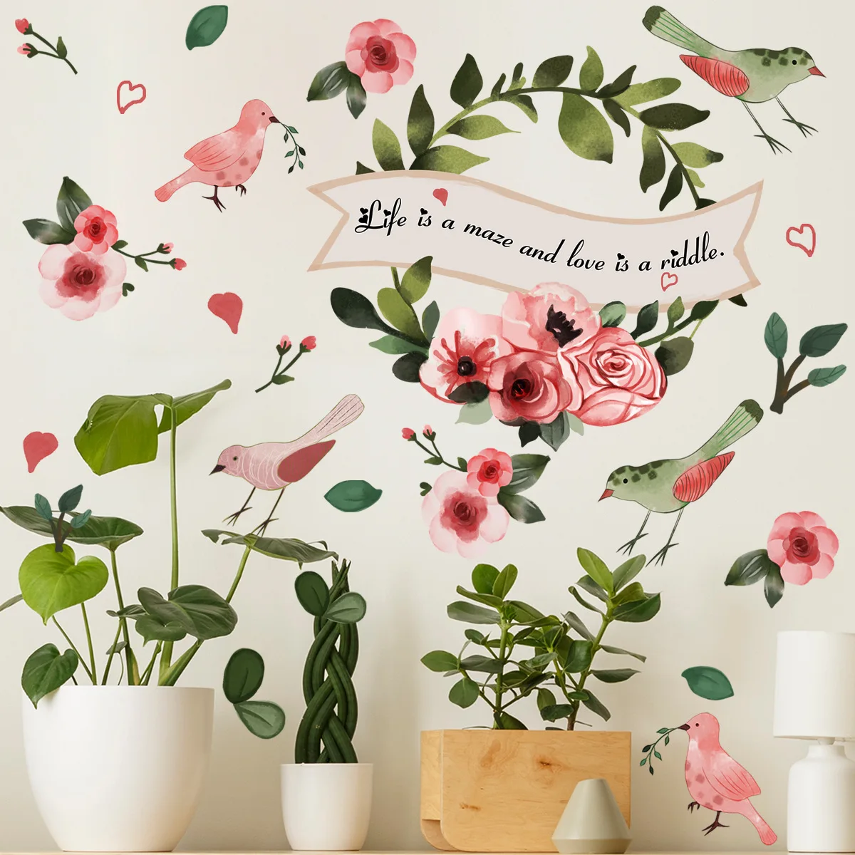 Наклейки на стену с цветами и растениями домашнее украшение для комнаты спальни