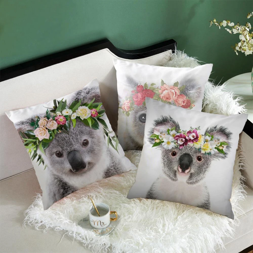 

45x45cm Cute Koala Cushion Cover Cartoon Animal Koala Polyester Pillowcase