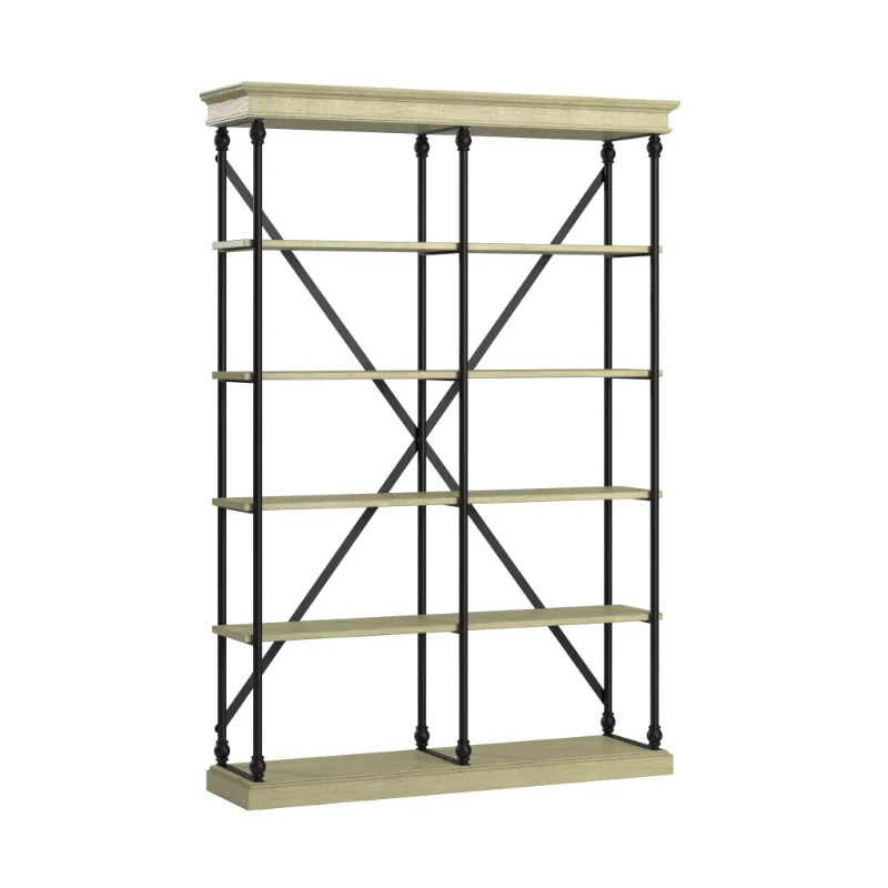 

Weston Home Cabana 5 Shelf Rustic X-back Double Bookshelf, Ivory White
