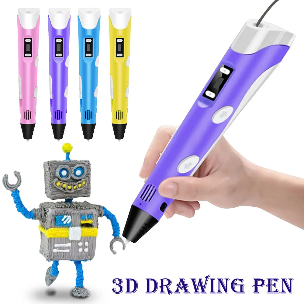 

High Quality 3D Pen DIY Drawing 3D Printing Pen USB Output With LCD Screen Printer Part 1.75mm PLA Filament Toys Gift For Kids