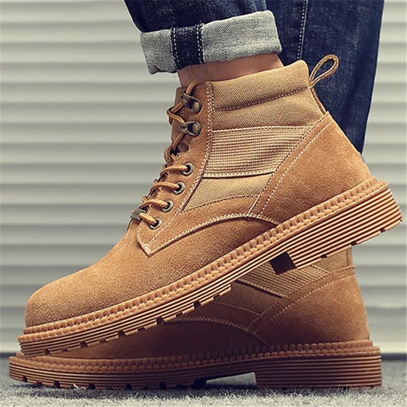 

Модные осенне-зимние боевые ботинки, трендовые повседневные короткие ботинки в британском стиле, высокие мужские ботинки больших размеров, обувь для пар