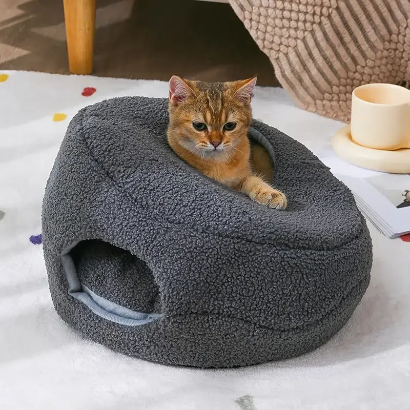 

Cat Tunnel Nest, Semi Enclosed Cat Cave Beds, Pet House For Indoor Dogs & Cats