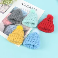 16 dollhouse 10cm11cm miniature fashion knitted beanie hat cap with hairball doll house decoration dolls accessory