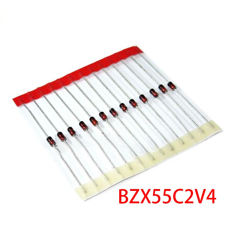 100 шт. 0,5 Вт BZX55C2V4 3V3 3V6 4V7 5V1 5V6 6V2 6V8 7V5 8V2 9V1 10V 12V 13V 15V 16V 18V 20V 24V 30V 1/2W DO-35 диодный стабилитрон 500 мВт