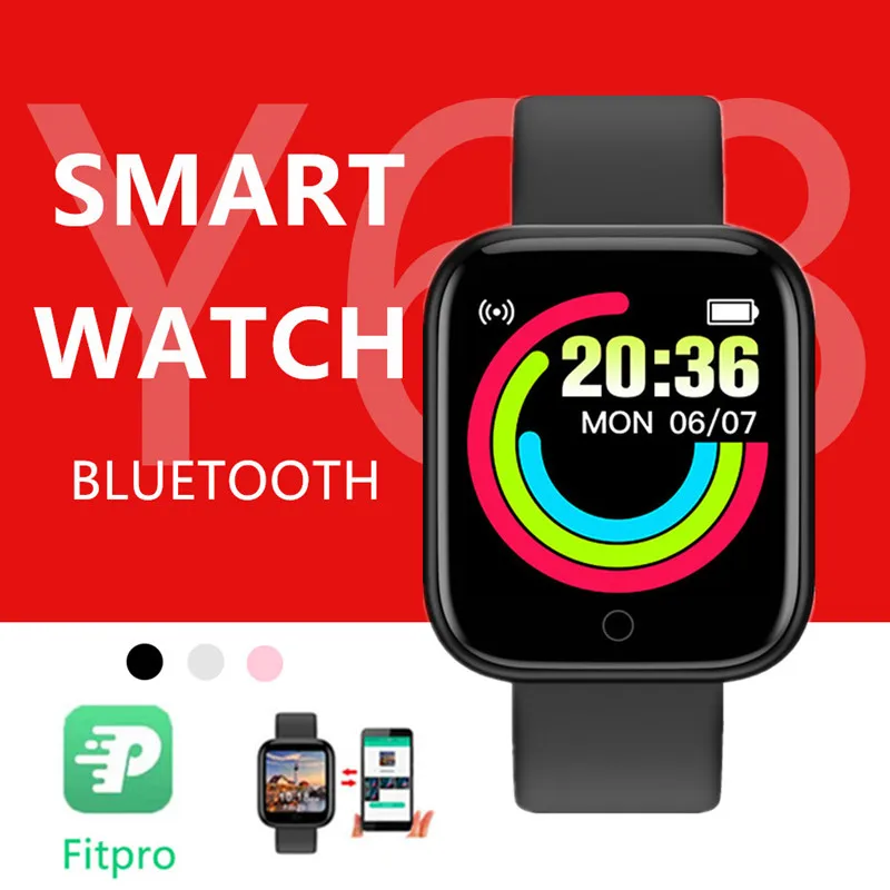 

Y68 Smart Watch Women Men Child Fitness Smart Band Pedometer Heart Rate Monitor DIY Wallpaper Music Gift Smartwatch Wholesale