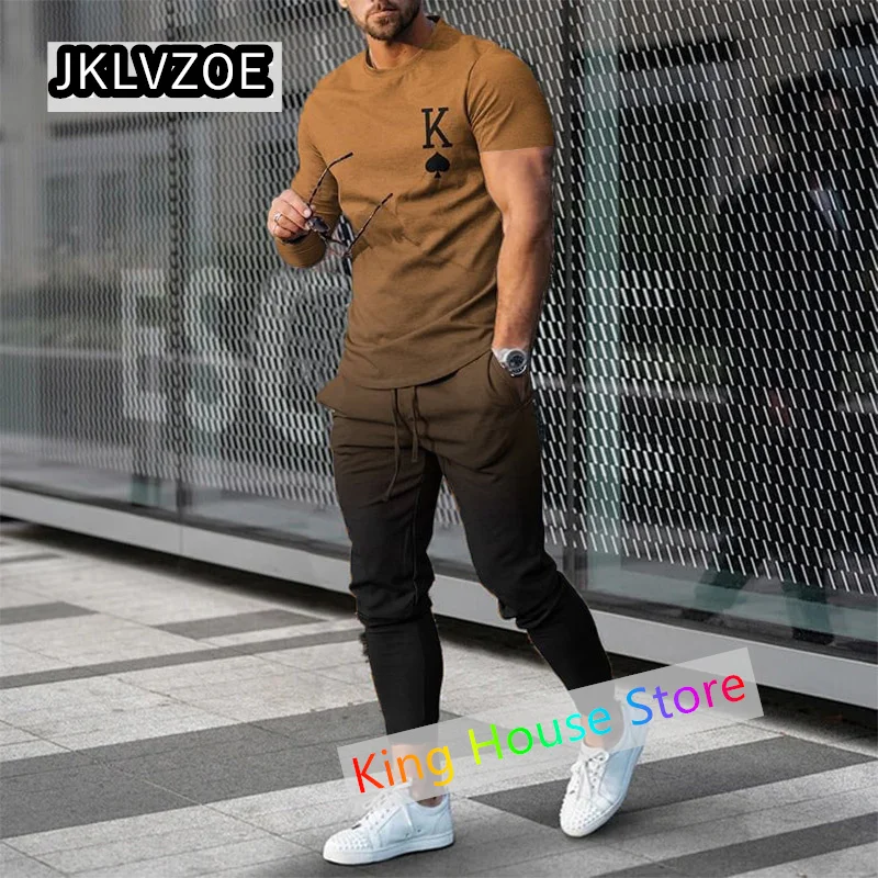 Men's Tracksuits 2 Piece Set 3d Print Long Sleeve Tshirt Trouser Set Sport Casual Male Oversized Men Clothing Track Suit Set