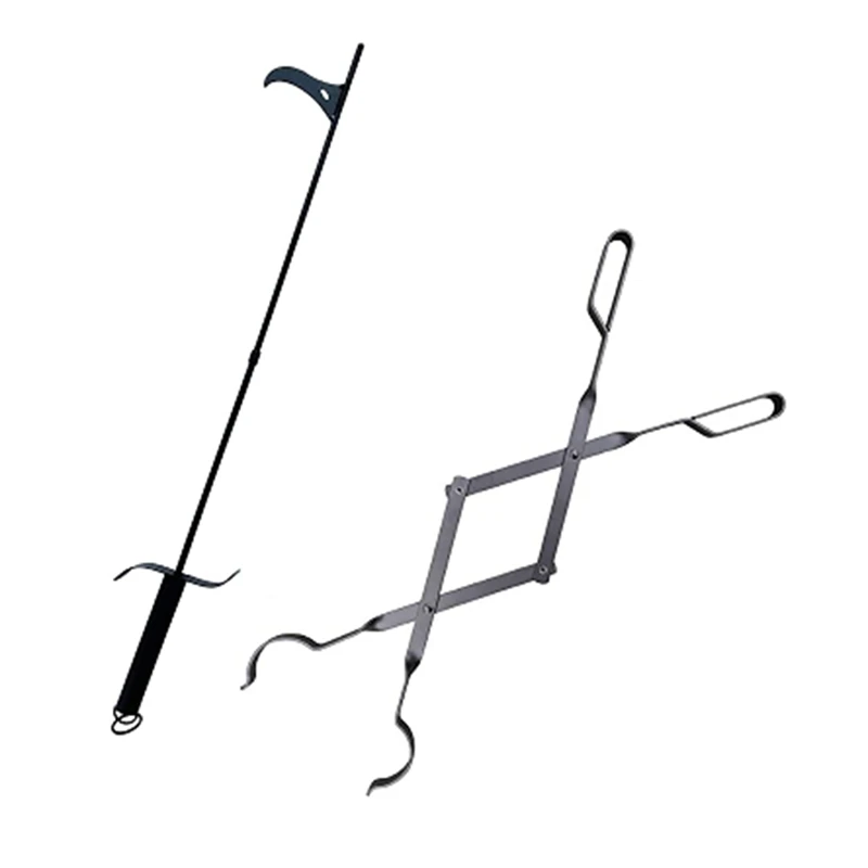 

New-Heavy Duty Fireplace Fire Pit Campfire Poker Stick And 25Inch Fireplace Wood Stove Firewood Tongs Accessories Tools