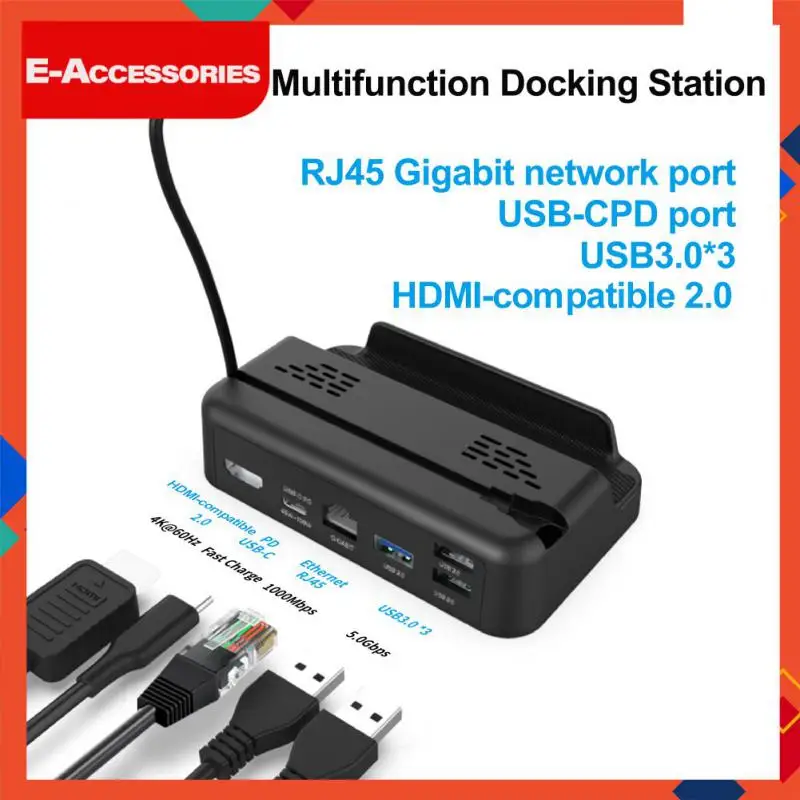 

Usb Type-c Charger Tv Base -compatible Support Data Transmission Dock Usb-c Rj45 Ethernet 1pc Steam Deck Docking 5 In 1