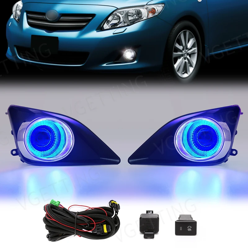 Фото Светодиодные противотуманные фары для Toyota Carolla Altis 2008 2009 2010 DRL дневные ходовые огни Angel Eyes передний бампер красный синий желтый белый 12 В №4