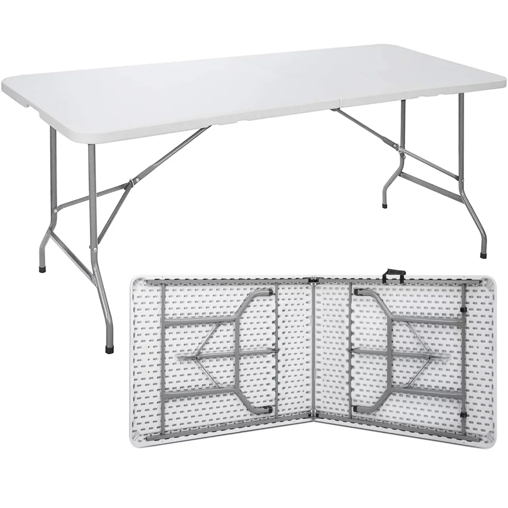 Folding Table 6ft Plastic Folding Outdoor Table, White  Desk Table  Camping Table Wood  Camp Table  Portable Table