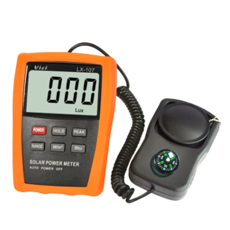 

LX107 Solar Powers Meter Optical Solar Research Glass Light Intensity Data Peak Hold BTU Light Radiation Tester