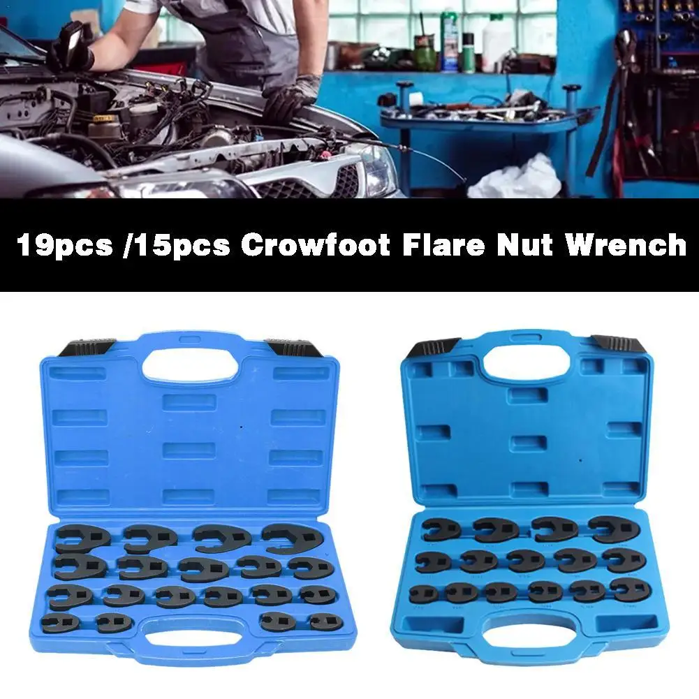 

Metric Crowfoot Flare Nut Wrench Tool Set Metric For 8 To 24mm Nuts 3/8" And 1/2" Drive Ratchet Wrench Set Auto Repair Tools