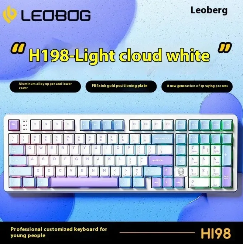 Фото Механическая клавиатура LEOBOG Hi98 из алюминия, проводная, с креплением Gasket Mount, корпус из CNC-сплава, RGB-подсветка, с возможностью горячей замены переключателей, DIY, кастомизируемая игровая клавиатура для геймеров №2