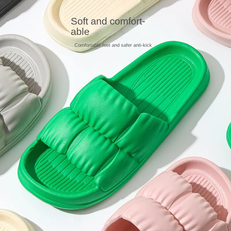 Home Soft Slippers Men's and women's flat non-slip flip-flops summer hotel solid color bathroom sandals