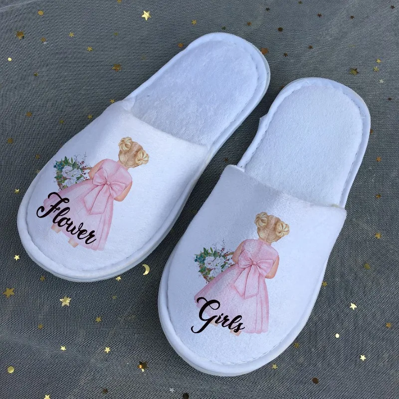 

Шлепанцы свадебные с цветочным принтом для девочек и невесты